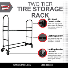 2 Tier Tire Storage Rack | Heavy Duty Metal
