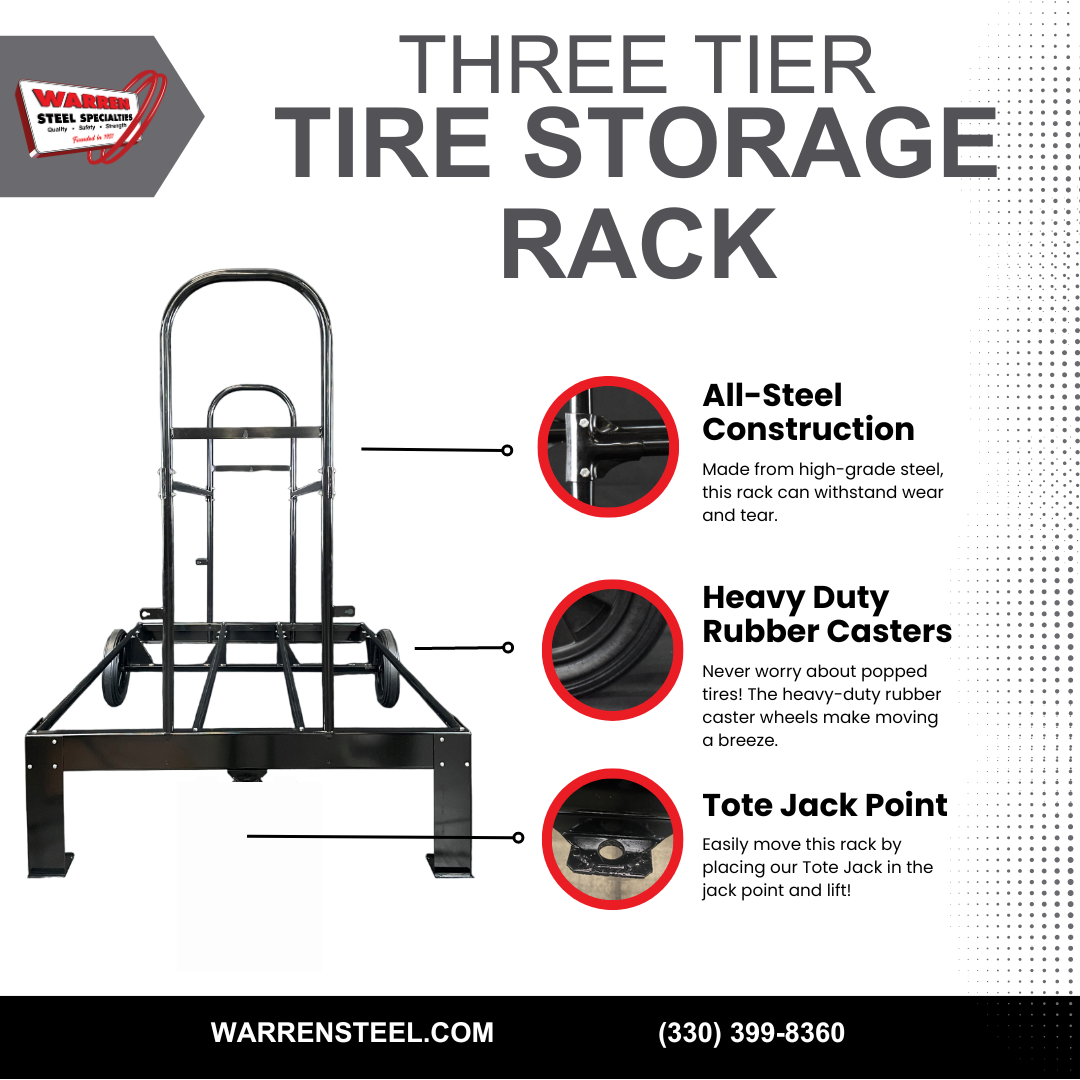 3 Tier Tire Storage Rack | Heavy-Duty Metal | Moveable Tire Stand ...