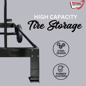 3 Tier Tire Storage Rack | Heavy-Duty Metal | Moveable Tire Stand