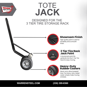 Tote Jack for 3 Tier Tire Storage Rack | Heavy-Duty Casters