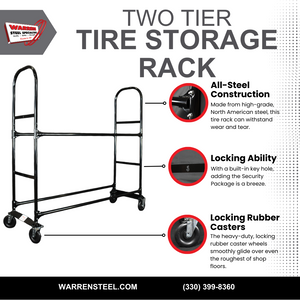 2 Tier Tire Storage Rack | Heavy Duty Metal